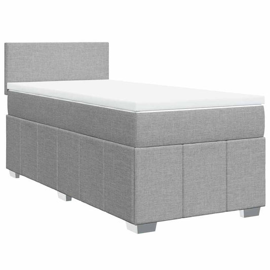 vidaXL Κρεβάτι Boxspring με Στρώμα Ανοιχτό Γκρι 80x200 εκ. Υφασμάτινο