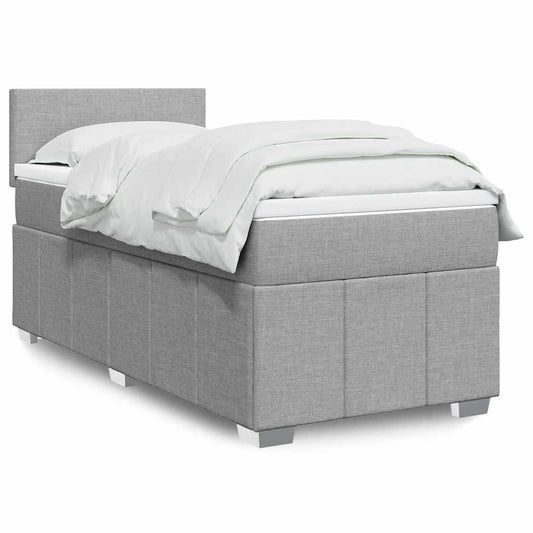 vidaXL Κρεβάτι Boxspring με Στρώμα Ανοιχτό Γκρι 80x200 εκ. Υφασμάτινο