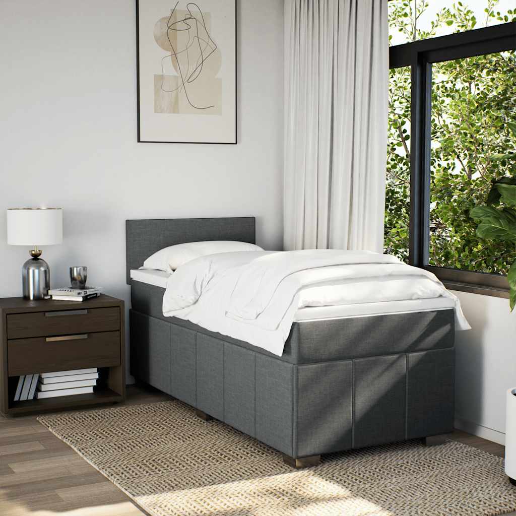 vidaXL Κρεβάτι Boxspring με Στρώμα Σκούρο Γκρι 80x200 εκ. Υφασμάτινο