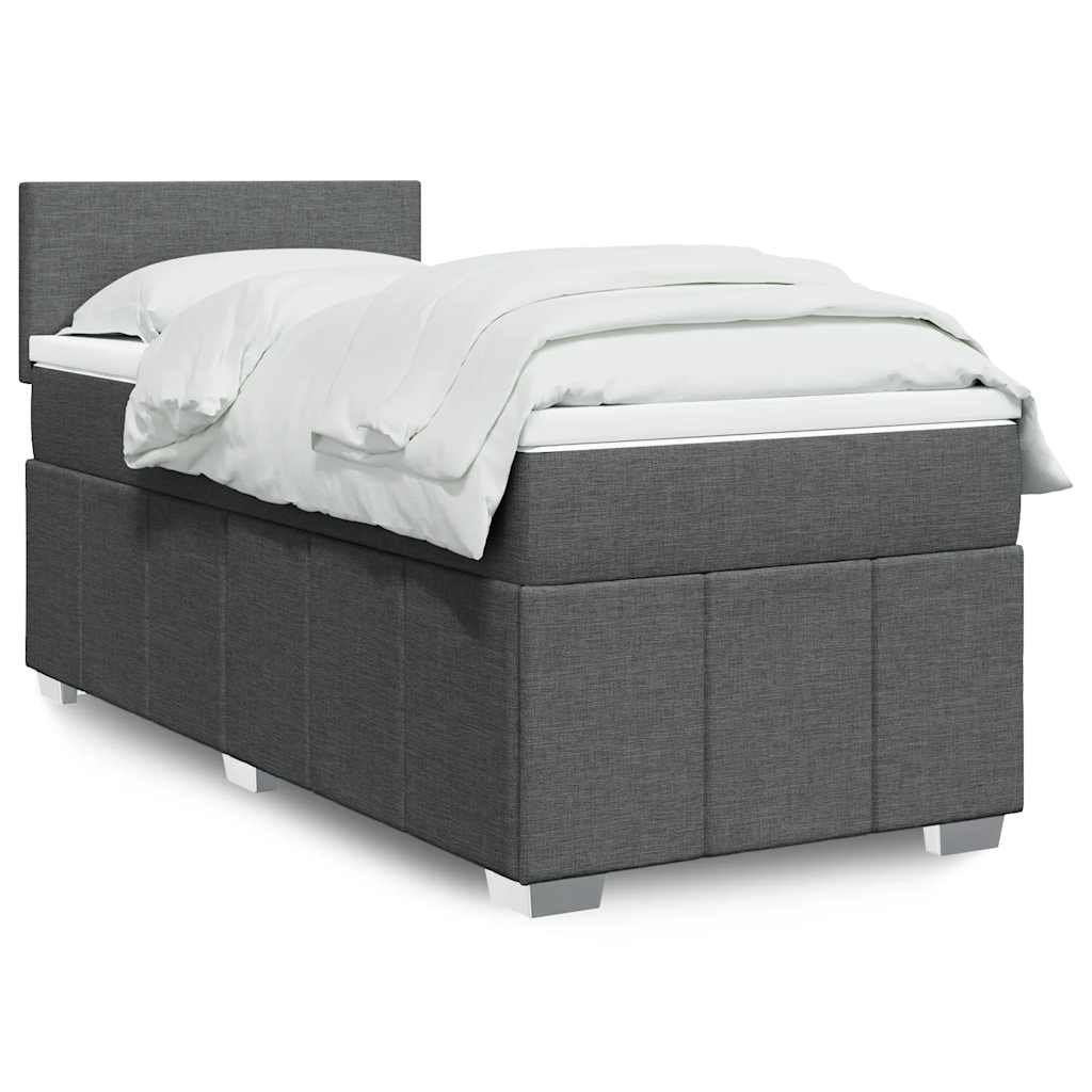 vidaXL Κρεβάτι Boxspring με Στρώμα Σκούρο Γκρι 80x200 εκ. Υφασμάτινο