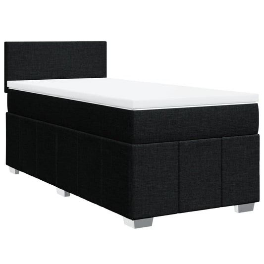 vidaXL Κρεβάτι Boxspring με Στρώμα Μαύρο 80 x 200 εκ. Υφασμάτινο