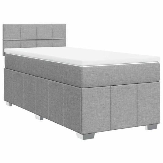 vidaXL Κρεβάτι Boxspring με Στρώμα Ανοιχτό Γκρι 80x200 εκ. Υφασμάτινο