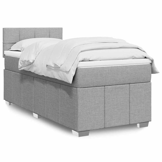 vidaXL Κρεβάτι Boxspring με Στρώμα Ανοιχτό Γκρι 80x200 εκ. Υφασμάτινο