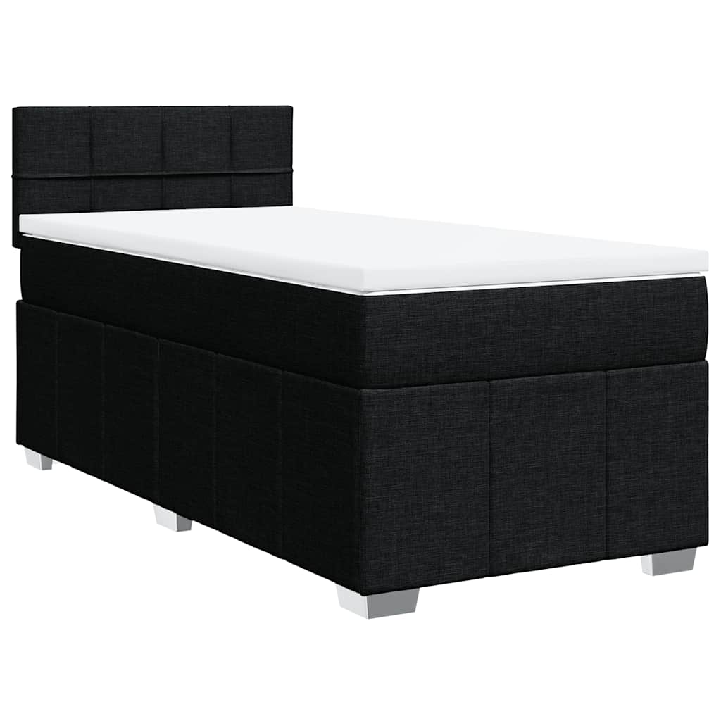 vidaXL Κρεβάτι Boxspring με Στρώμα Μαύρο 80 x 200 εκ. Υφασμάτινο