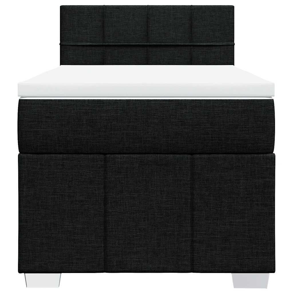 vidaXL Κρεβάτι Boxspring με Στρώμα Μαύρο 80 x 200 εκ. Υφασμάτινο