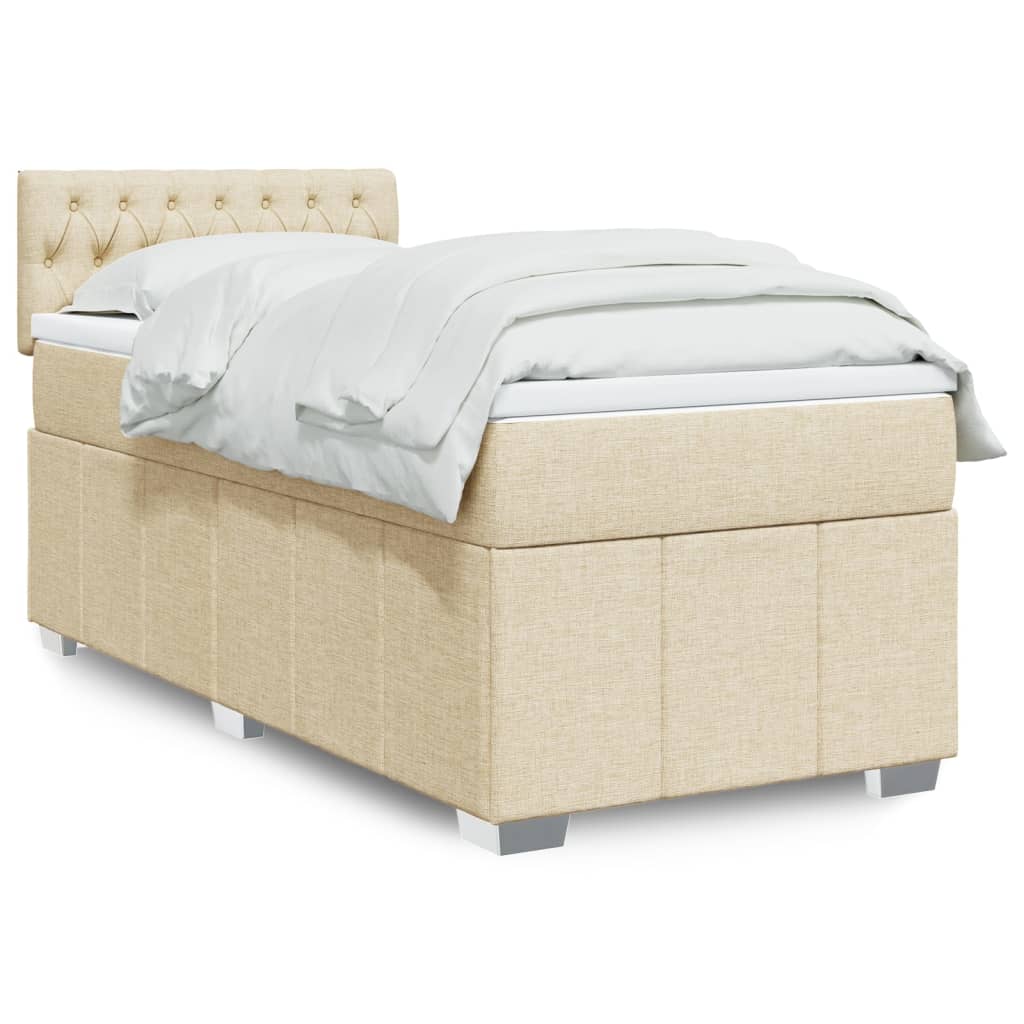 vidaXL Κρεβάτι Boxspring με Στρώμα Κρεμ 80 x 200 εκ. Υφασμάτινο