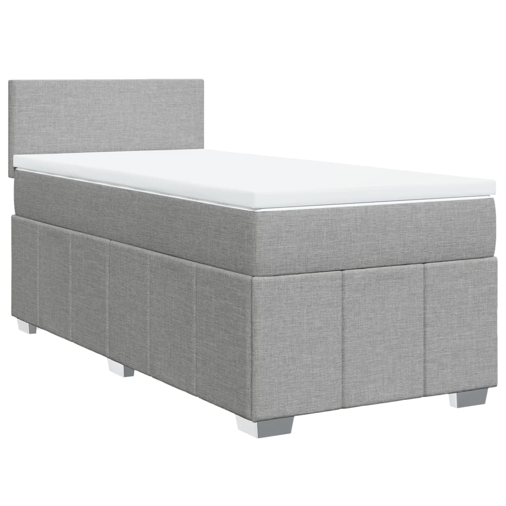 vidaXL Κρεβάτι Boxspring με Στρώμα Ανοιχτό Γκρι 90x190 εκ. Υφασμάτινο