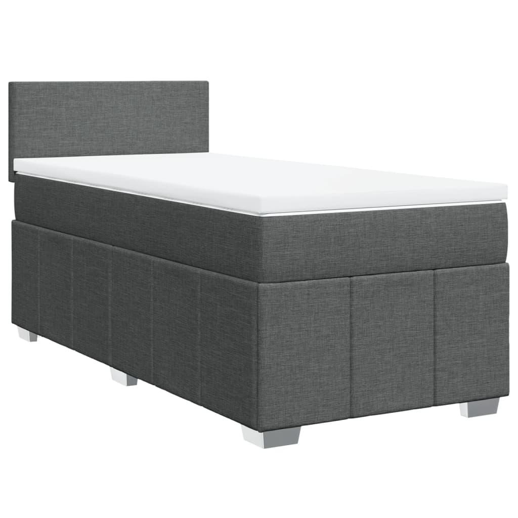 vidaXL Κρεβάτι Boxspring με Στρώμα Σκούρο Γκρι 90x190 εκ. Υφασμάτινο