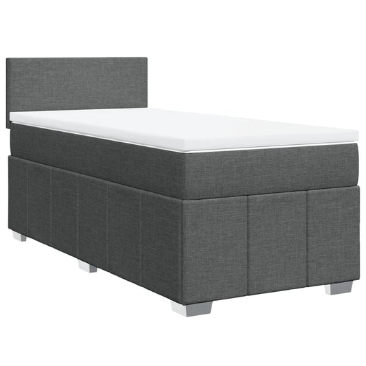 vidaXL Κρεβάτι Boxspring με Στρώμα Σκούρο Γκρι 90x190 εκ. Υφασμάτινο