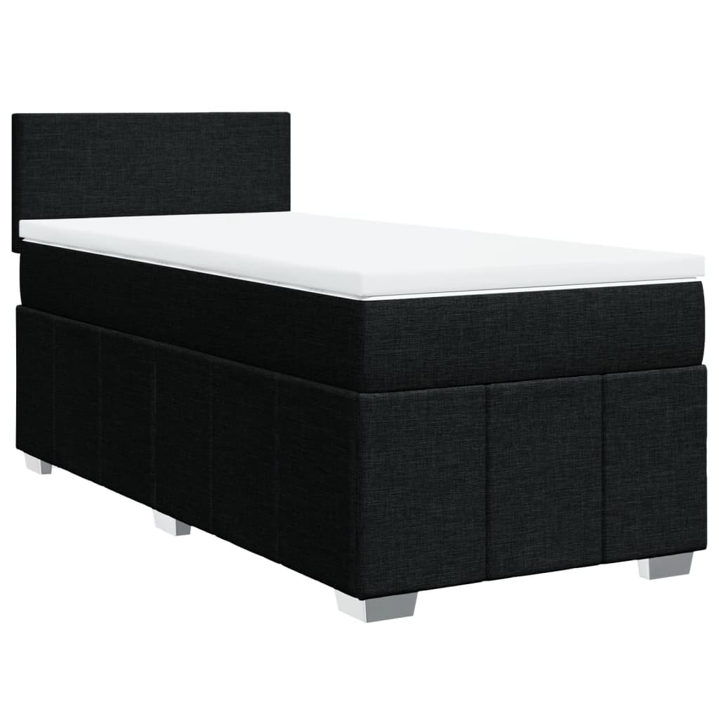 vidaXL Κρεβάτι Boxspring με Στρώμα Μαύρο 90x190 εκ.Υφασμάτινο