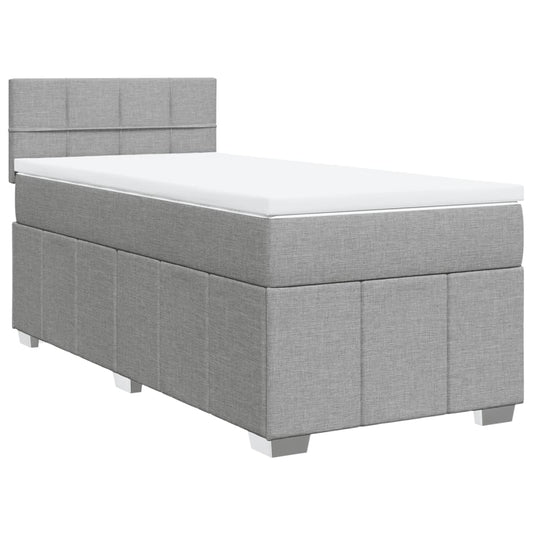 vidaXL Κρεβάτι Boxspring με Στρώμα Ανοιχτό Γκρι 90x190 εκ. Υφασμάτινο