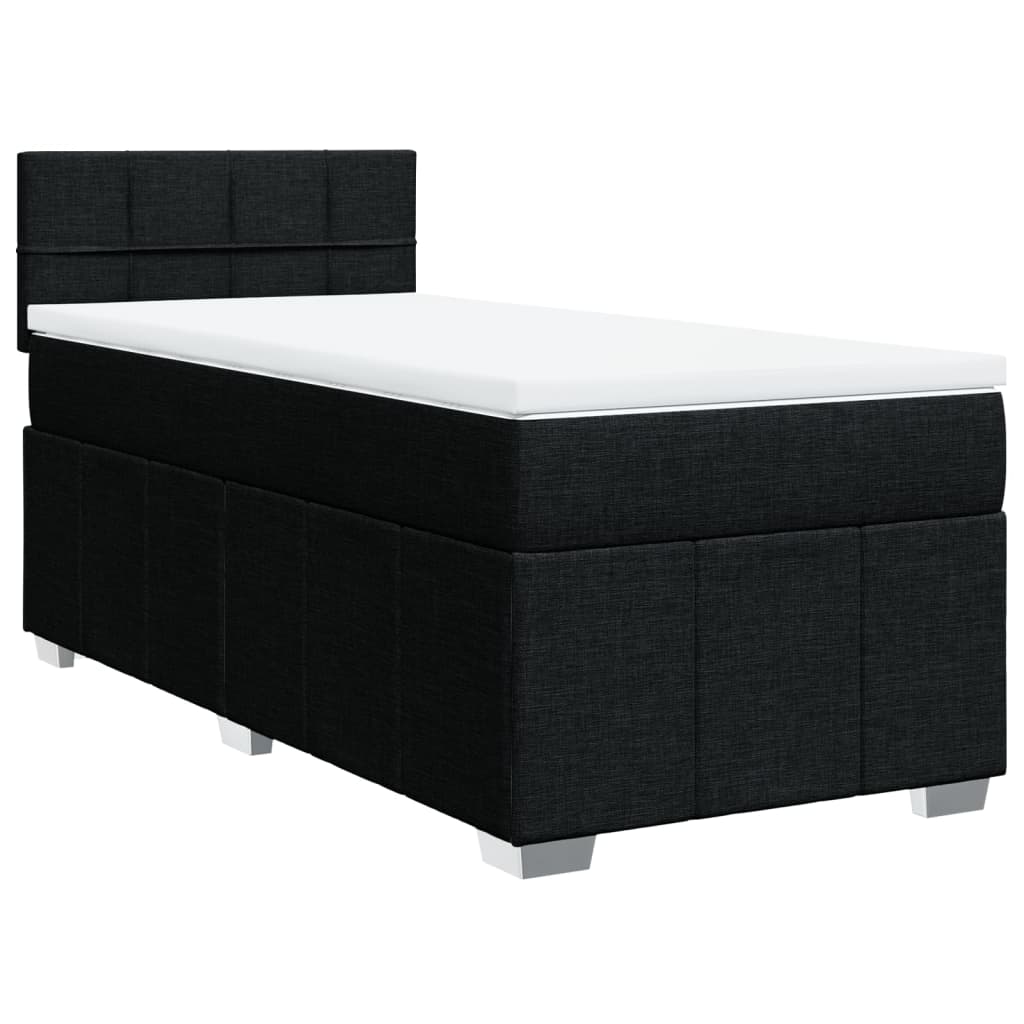 vidaXL Κρεβάτι Boxspring με Στρώμα Μαύρο 90x190 εκ.Υφασμάτινο