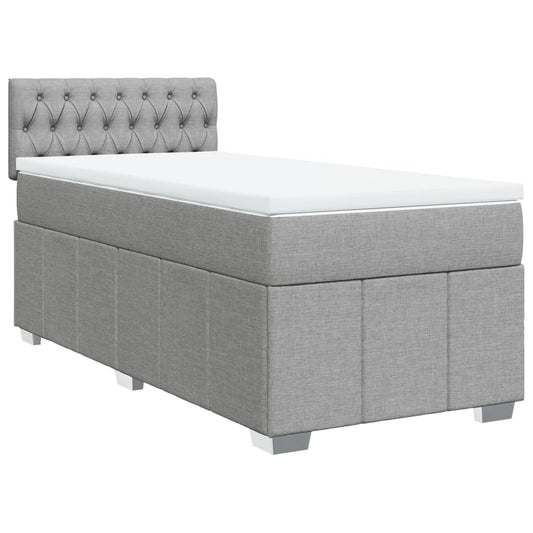 vidaXL Κρεβάτι Boxspring με Στρώμα Ανοιχτό Γκρι 90x190 εκ. Υφασμάτινο
