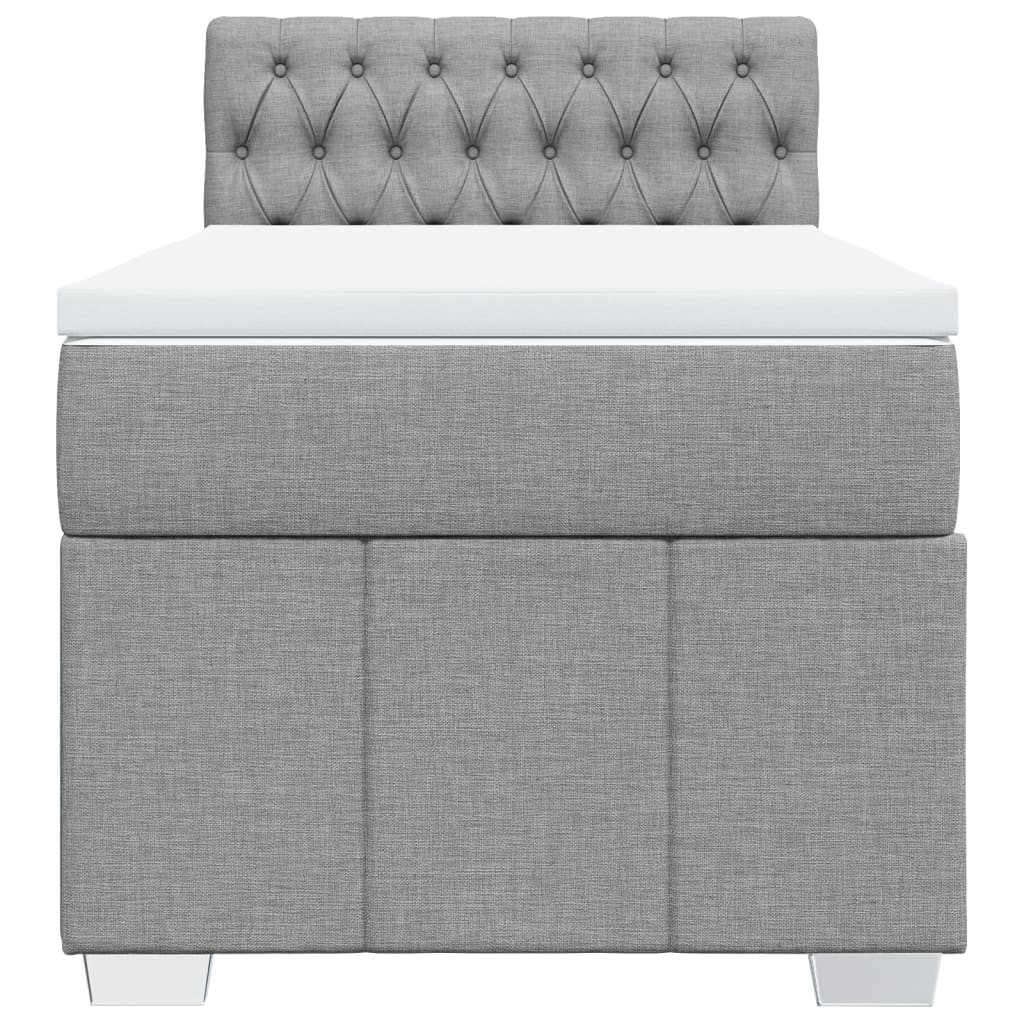 vidaXL Κρεβάτι Boxspring με Στρώμα Ανοιχτό Γκρι 90x190 εκ. Υφασμάτινο