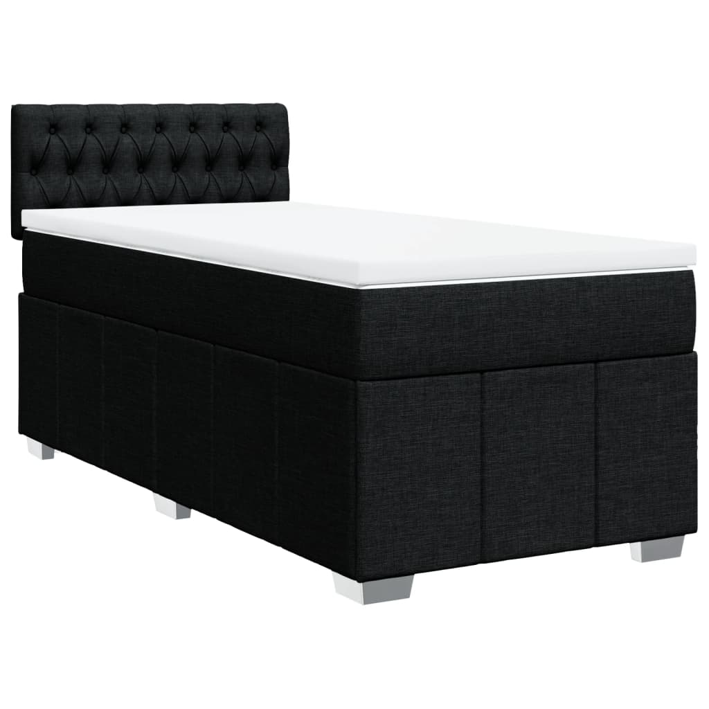 vidaXL Κρεβάτι Boxspring με Στρώμα Μαύρο 90x190 εκ.Υφασμάτινο