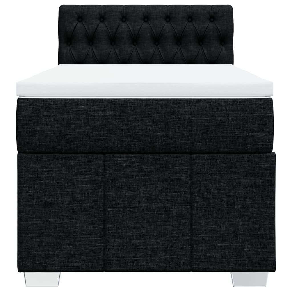 vidaXL Κρεβάτι Boxspring με Στρώμα Μαύρο 90x190 εκ.Υφασμάτινο