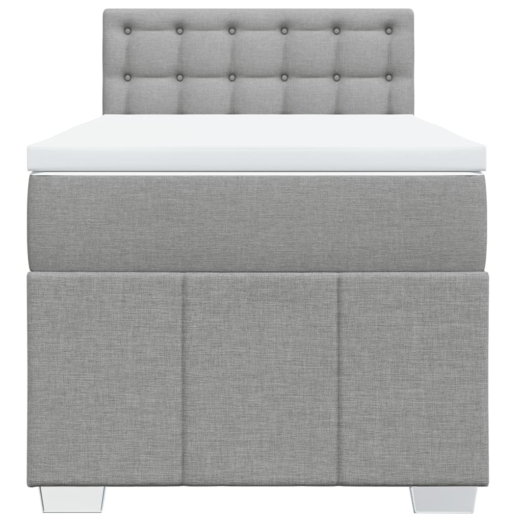 vidaXL Κρεβάτι Boxspring με Στρώμα Ανοιχτό Γκρι 90x190 εκ. Υφασμάτινο