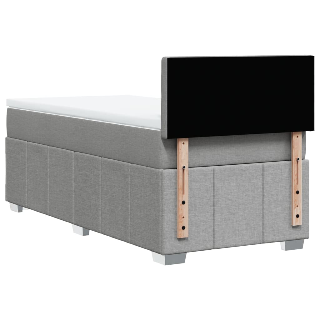 vidaXL Κρεβάτι Boxspring με Στρώμα Ανοιχτό Γκρι 90x190 εκ. Υφασμάτινο