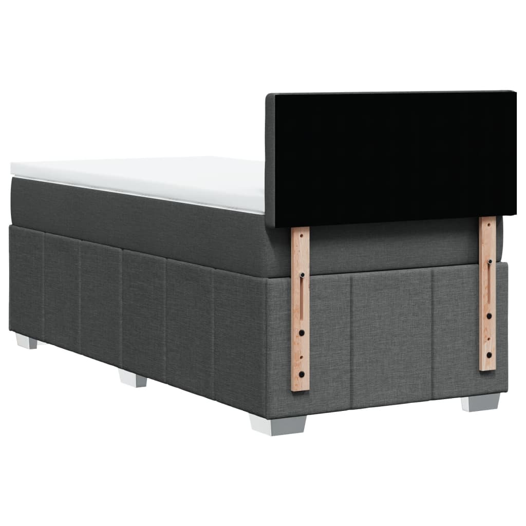 vidaXL Κρεβάτι Boxspring με Στρώμα Σκούρο Γκρι 90x190 εκ. Υφασμάτινο