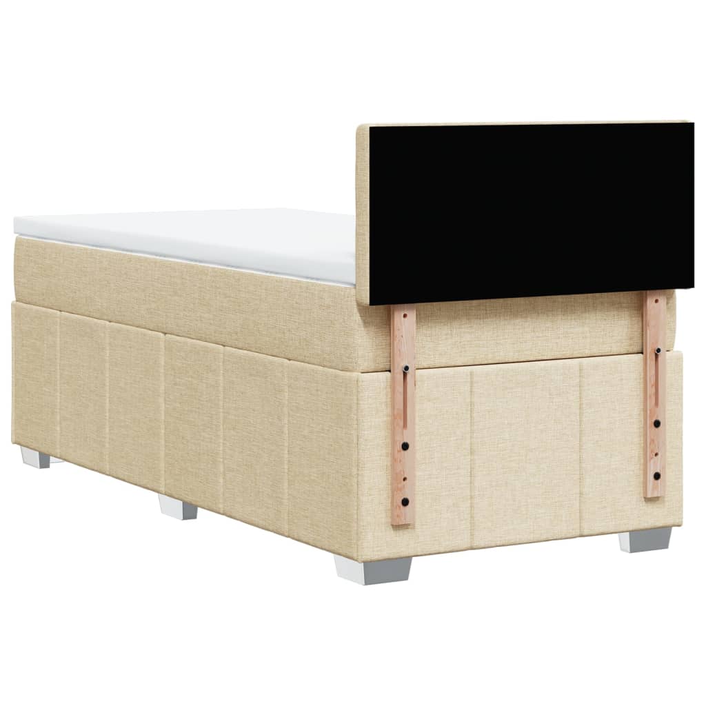 vidaXL Κρεβάτι Boxspring με Στρώμα Κρεμ 90x190 εκ.Υφασμάτινο