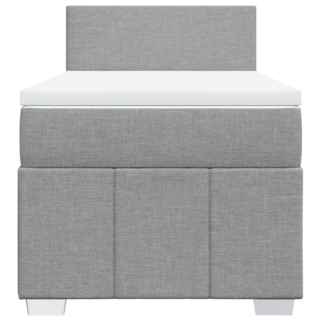 vidaXL Κρεβάτι Boxspring με Στρώμα Ανοιχτό Γκρι 90x200 εκ. Υφασμάτινο