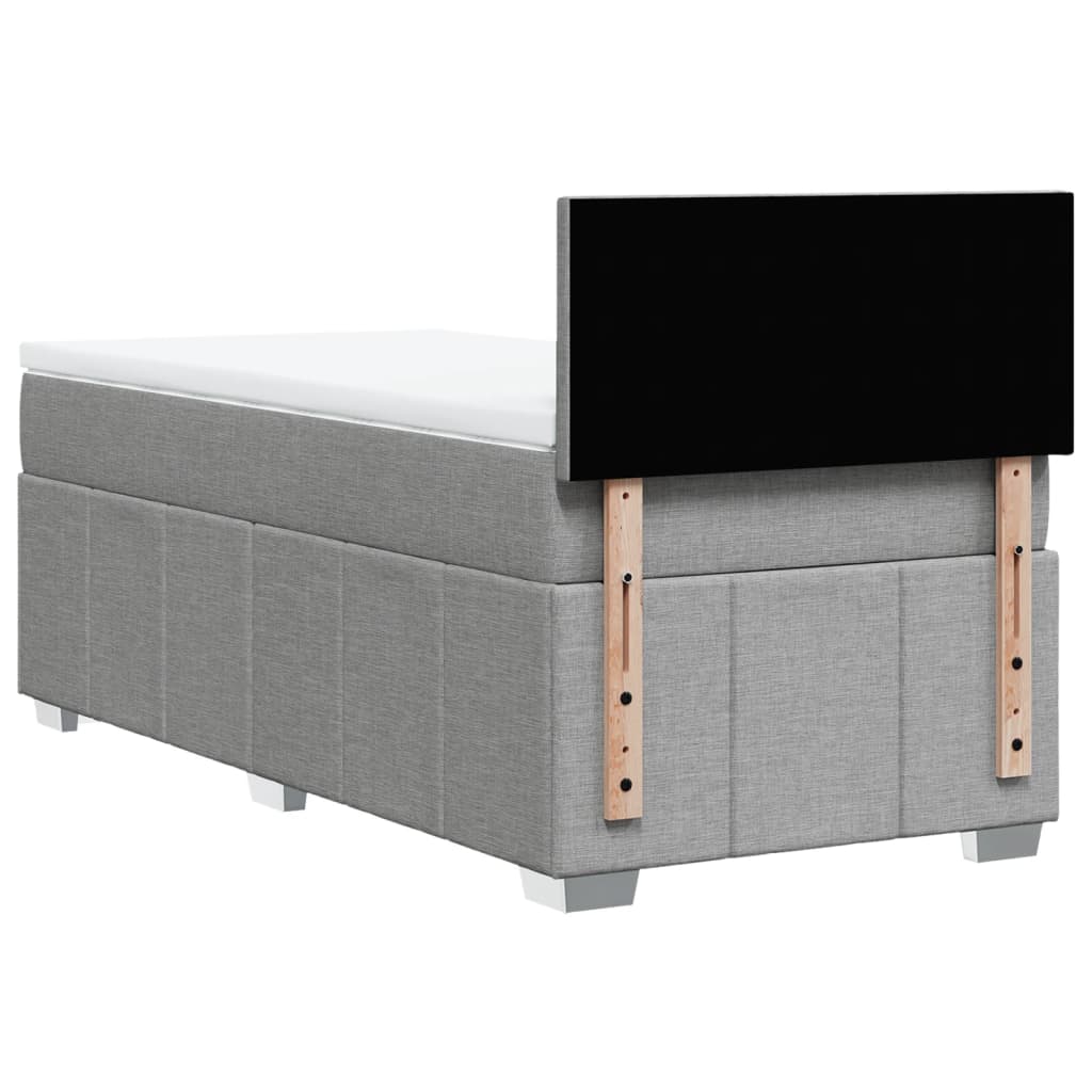 vidaXL Κρεβάτι Boxspring με Στρώμα Ανοιχτό Γκρι 90x200 εκ. Υφασμάτινο