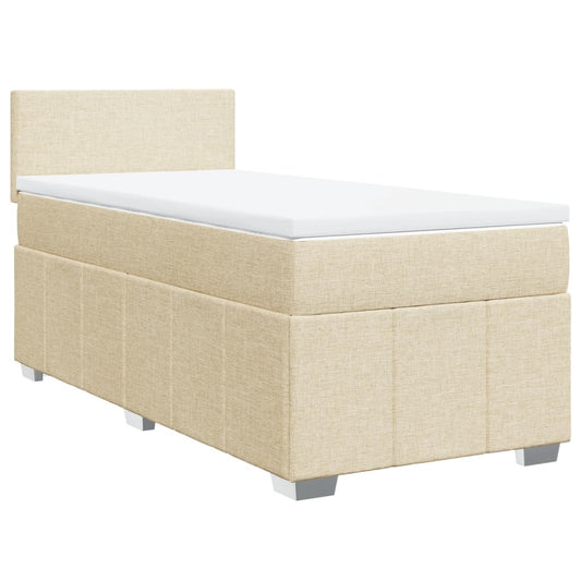 vidaXL Κρεβάτι Boxspring με Στρώμα Κρεμ 90x200 εκ.Υφασμάτινο