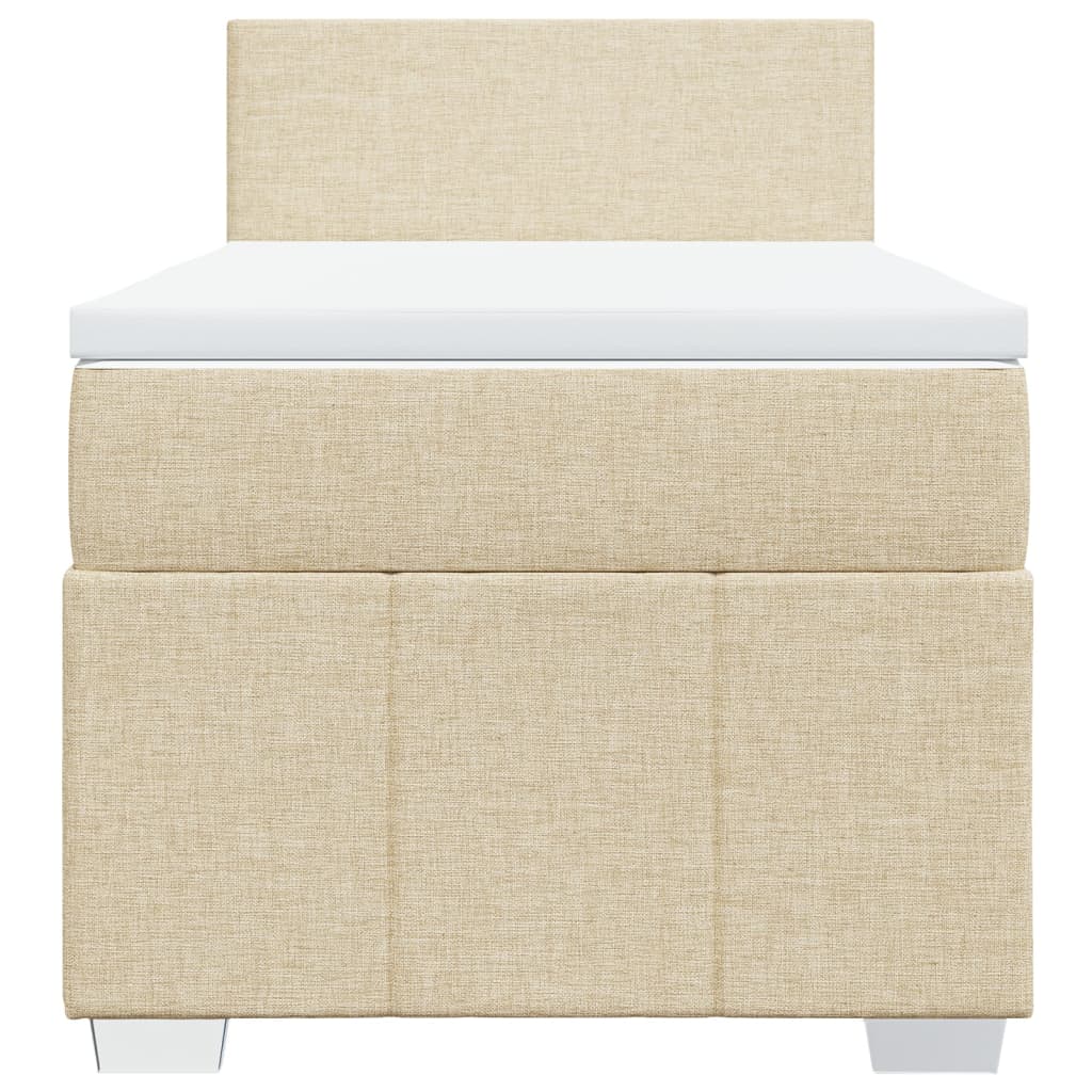 vidaXL Κρεβάτι Boxspring με Στρώμα Κρεμ 90x200 εκ.Υφασμάτινο