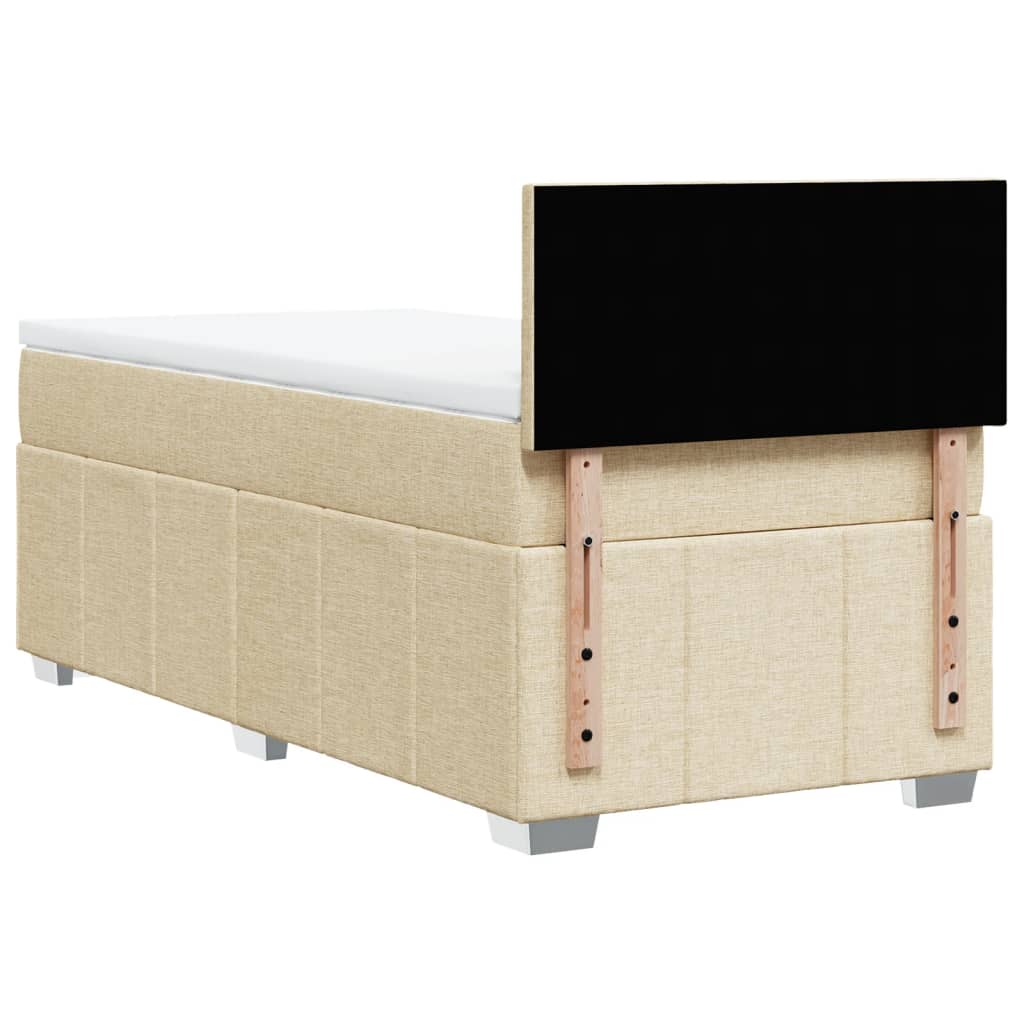vidaXL Κρεβάτι Boxspring με Στρώμα Κρεμ 90x200 εκ.Υφασμάτινο