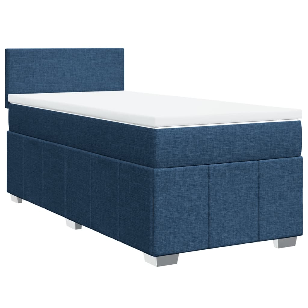 vidaXL Κρεβάτι Boxspring με Στρώμα Μπλε 90x200 εκ.Υφασμάτινο