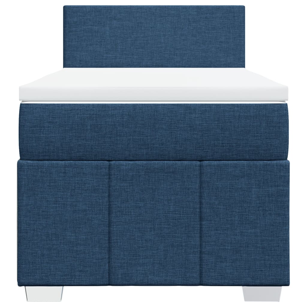 vidaXL Κρεβάτι Boxspring με Στρώμα Μπλε 90x200 εκ.Υφασμάτινο