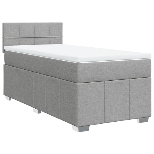 vidaXL Κρεβάτι Boxspring με Στρώμα Ανοιχτό Γκρι 90x200 εκ. Υφασμάτινο