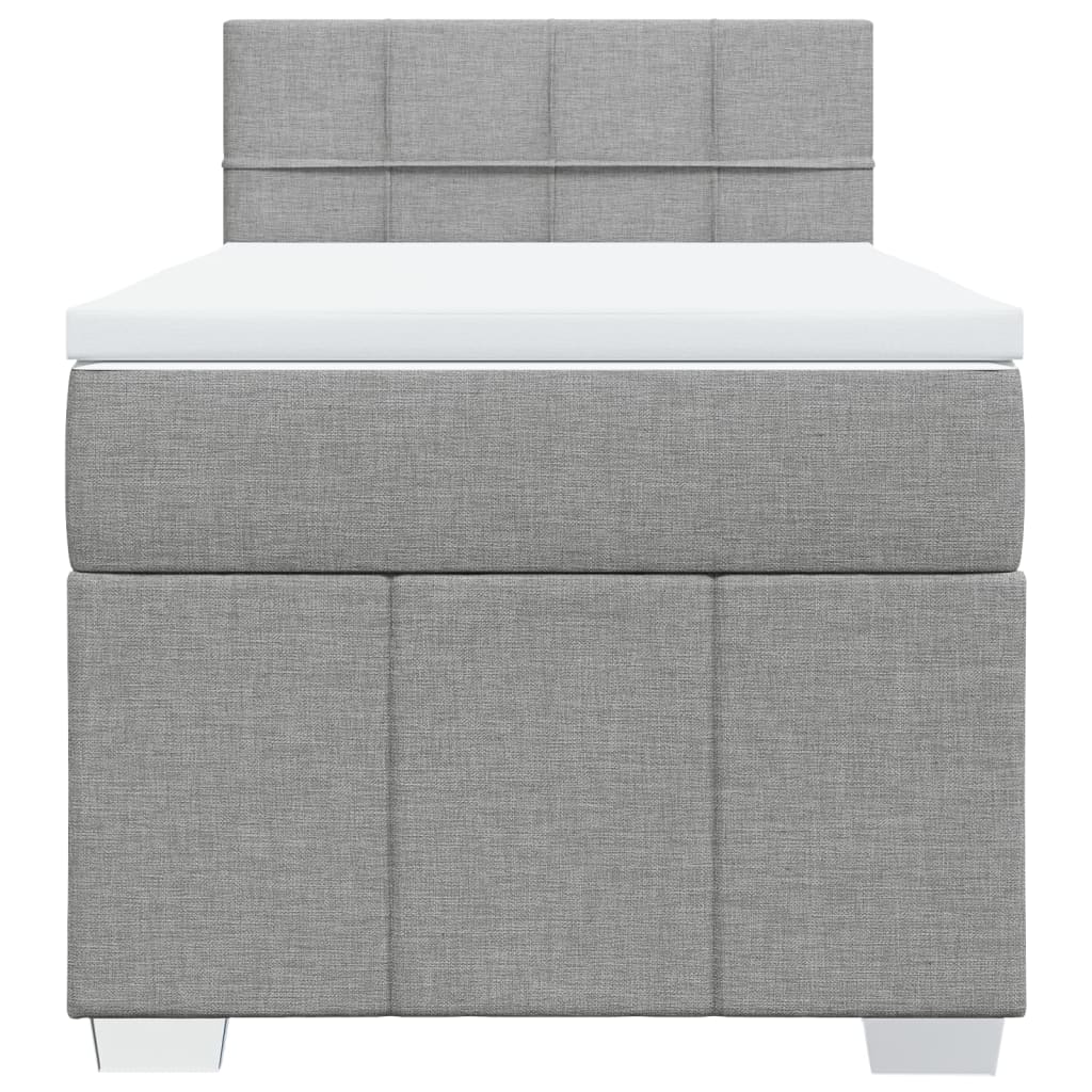 vidaXL Κρεβάτι Boxspring με Στρώμα Ανοιχτό Γκρι 90x200 εκ. Υφασμάτινο
