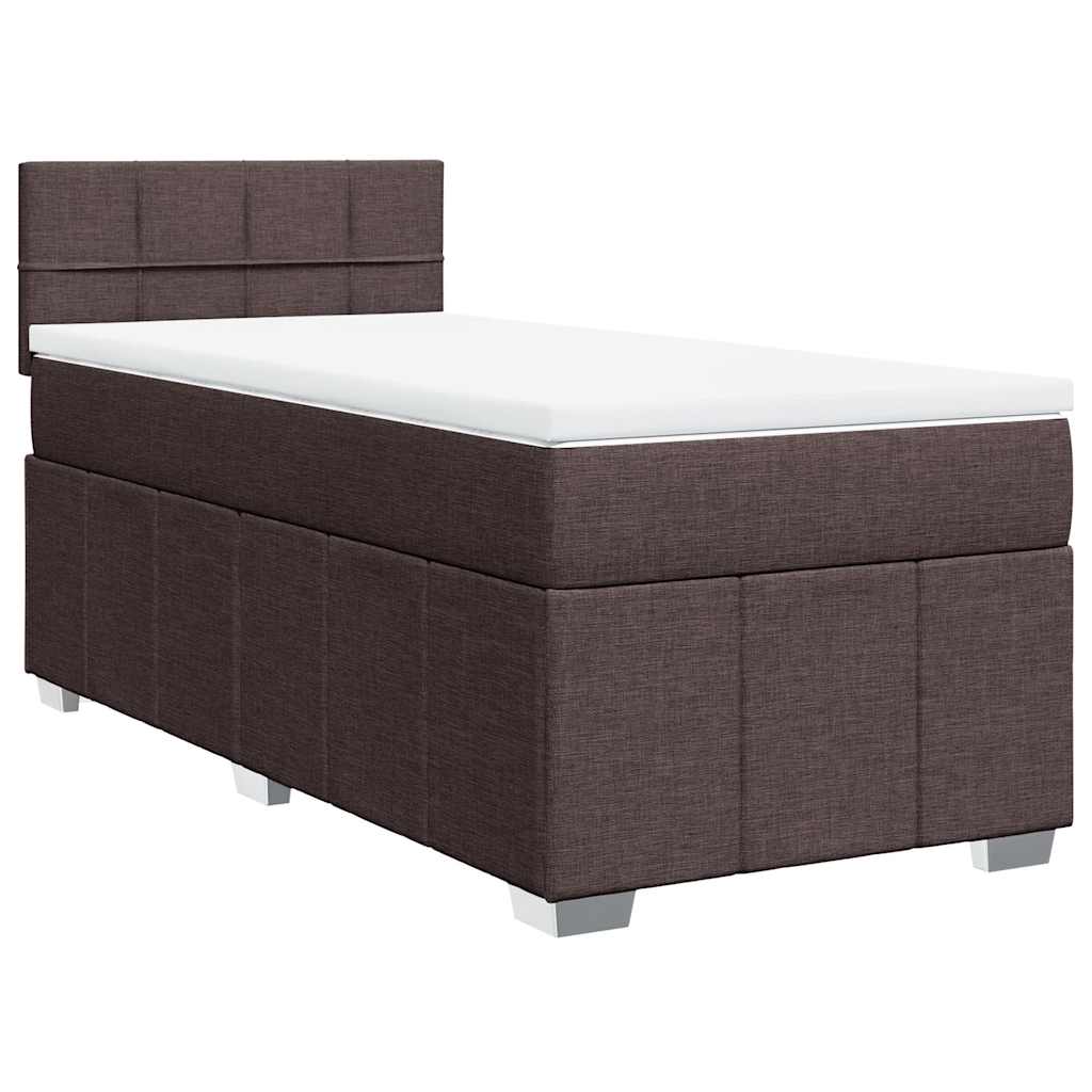 vidaXL Κρεβάτι Boxspring με Στρώμα Σκούρο Καφέ 90x200 εκ. Υφασμάτινο
