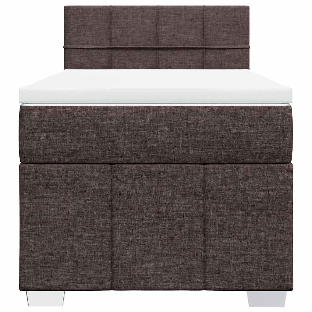 vidaXL Κρεβάτι Boxspring με Στρώμα Σκούρο Καφέ 90x200 εκ. Υφασμάτινο