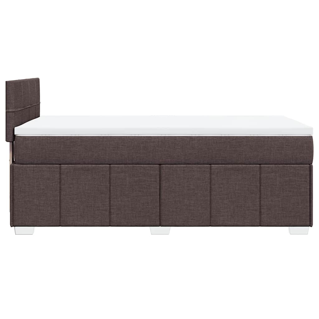 vidaXL Κρεβάτι Boxspring με Στρώμα Σκούρο Καφέ 90x200 εκ. Υφασμάτινο