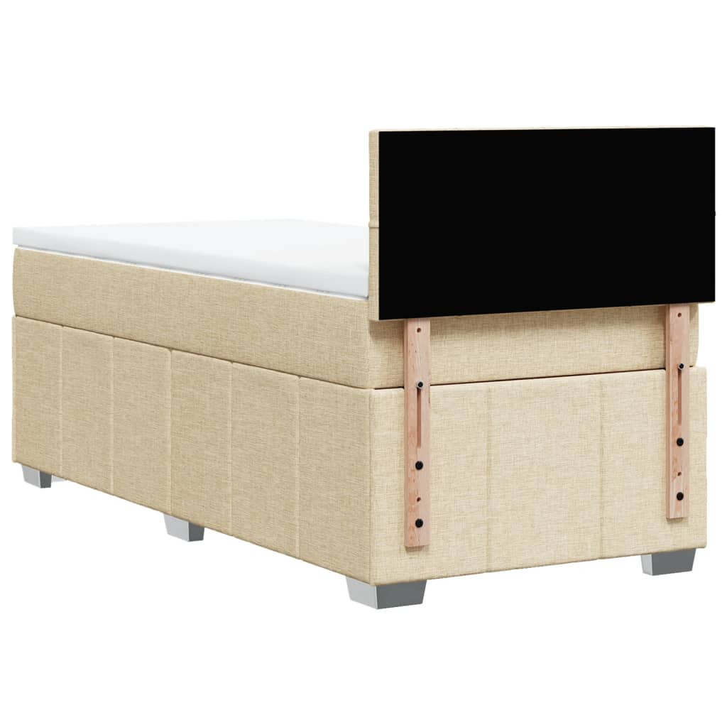 vidaXL Κρεβάτι Boxspring με Στρώμα Κρεμ 90x200 εκ.Υφασμάτινο