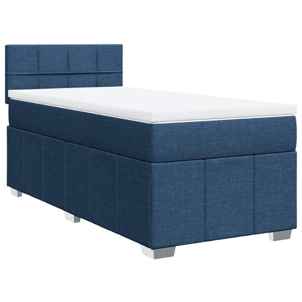 vidaXL Κρεβάτι Boxspring με Στρώμα Μπλε 90x200 εκ.Υφασμάτινο