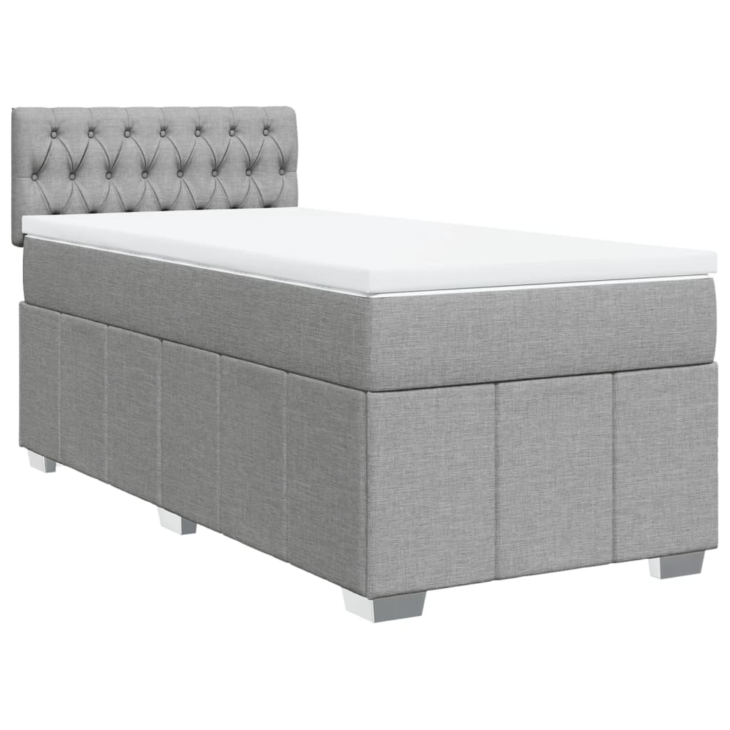 vidaXL Κρεβάτι Boxspring με Στρώμα Ανοιχτό Γκρι 90x200 εκ. Υφασμάτινο