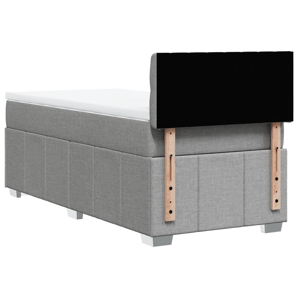 vidaXL Κρεβάτι Boxspring με Στρώμα Ανοιχτό Γκρι 90x200 εκ. Υφασμάτινο