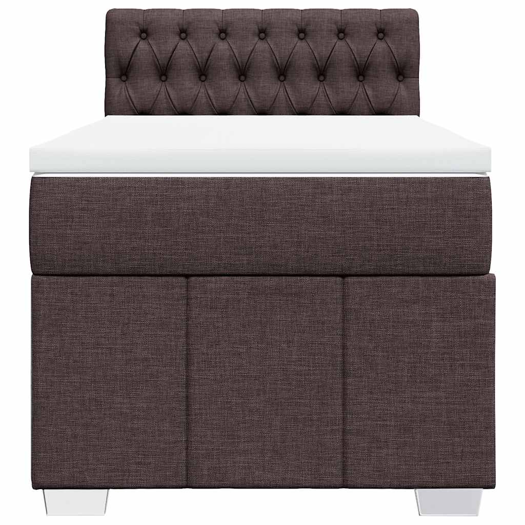vidaXL Κρεβάτι Boxspring με Στρώμα Σκούρο Καφέ 90x200 εκ. Υφασμάτινο