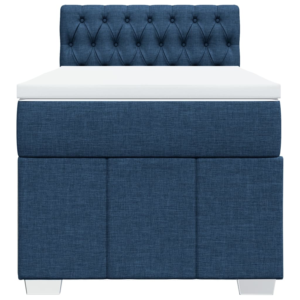 vidaXL Κρεβάτι Boxspring με Στρώμα Μπλε 90x200 εκ.Υφασμάτινο