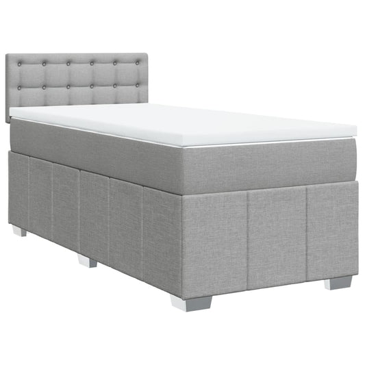 vidaXL Κρεβάτι Boxspring με Στρώμα Ανοιχτό Γκρι 90x200 εκ. Υφασμάτινο