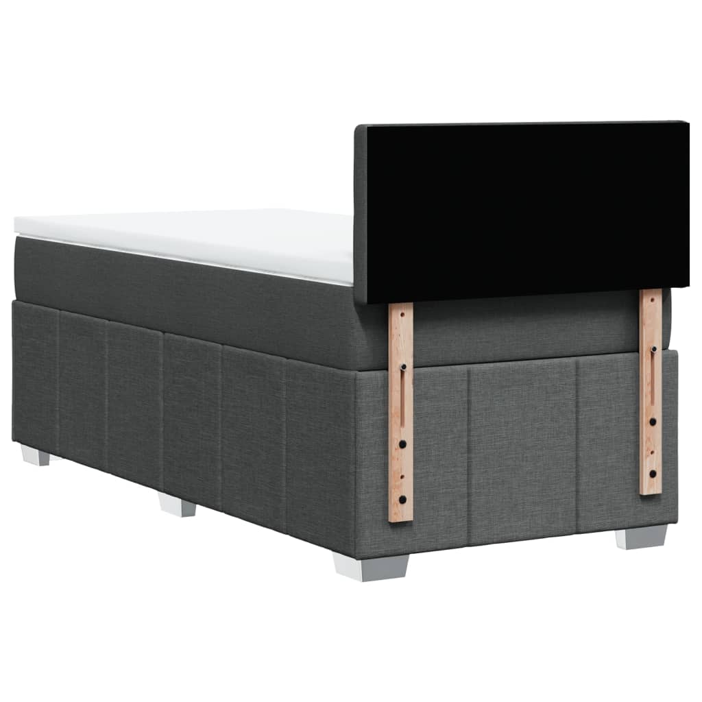 vidaXL Κρεβάτι Boxspring με Στρώμα Σκούρο Γκρι 90x200 εκ. Υφασμάτινο