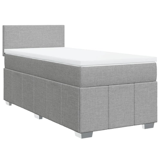 vidaXL Κρεβάτι Boxspring με Στρώμα Ανοιχτό Γκρι 100x200 εκ. Υφασμάτινο