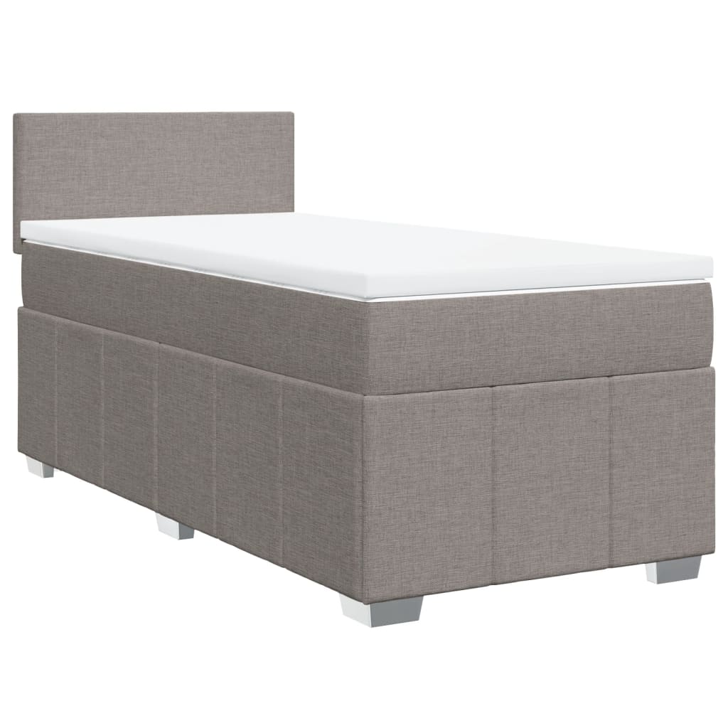 vidaXL Κρεβάτι Boxspring με Στρώμα Taupe 100 x 200 εκ. Υφασμάτινο