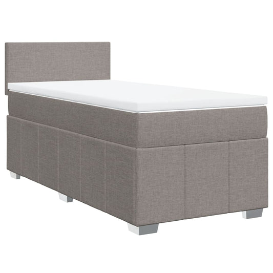 vidaXL Κρεβάτι Boxspring με Στρώμα Taupe 100 x 200 εκ. Υφασμάτινο
