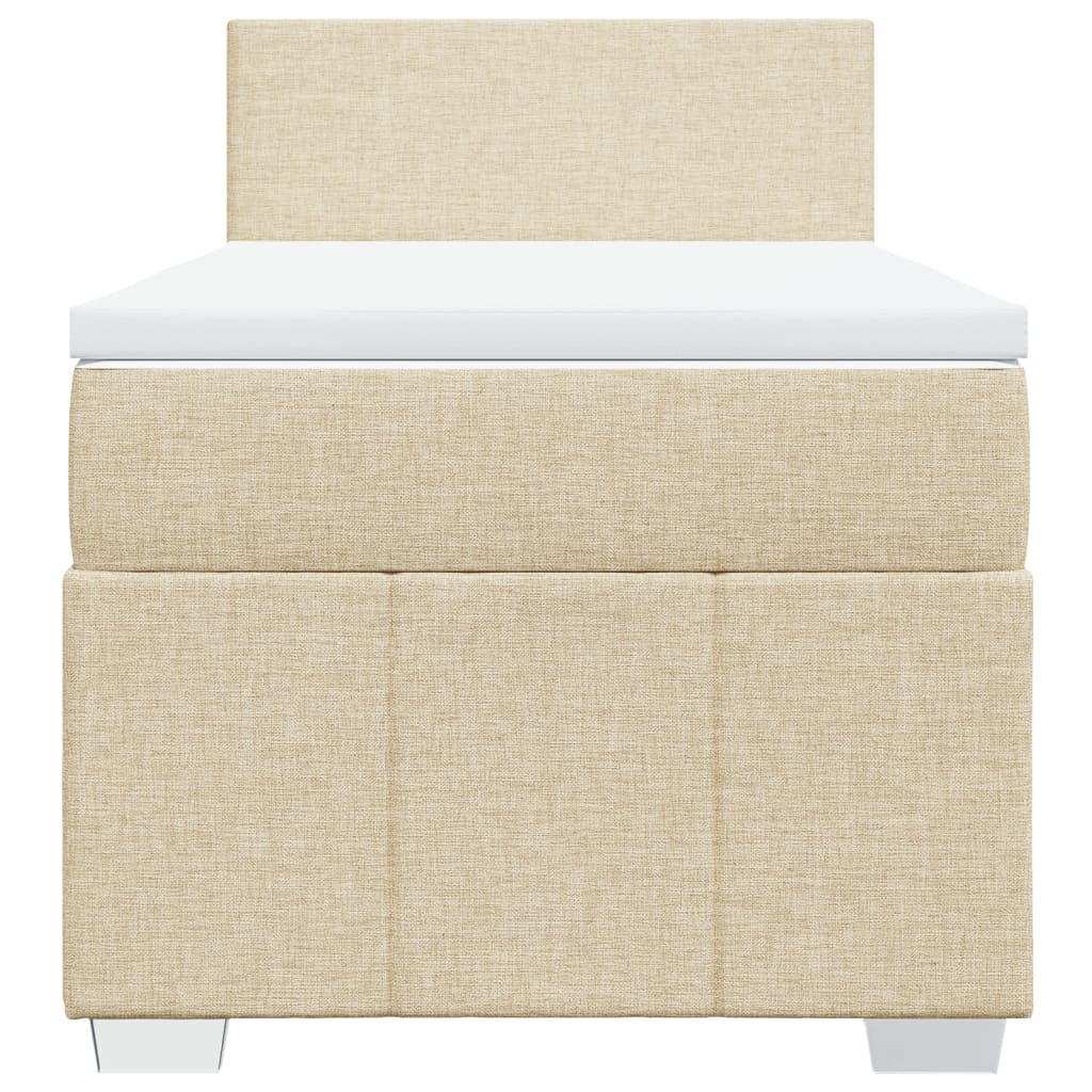 vidaXL Κρεβάτι Boxspring με Στρώμα Κρεμ 100 x 200 εκ. Υφασμάτινο