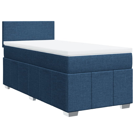 vidaXL Κρεβάτι Boxspring με Στρώμα Μπλε 100 x 200 εκ. Υφασμάτινο