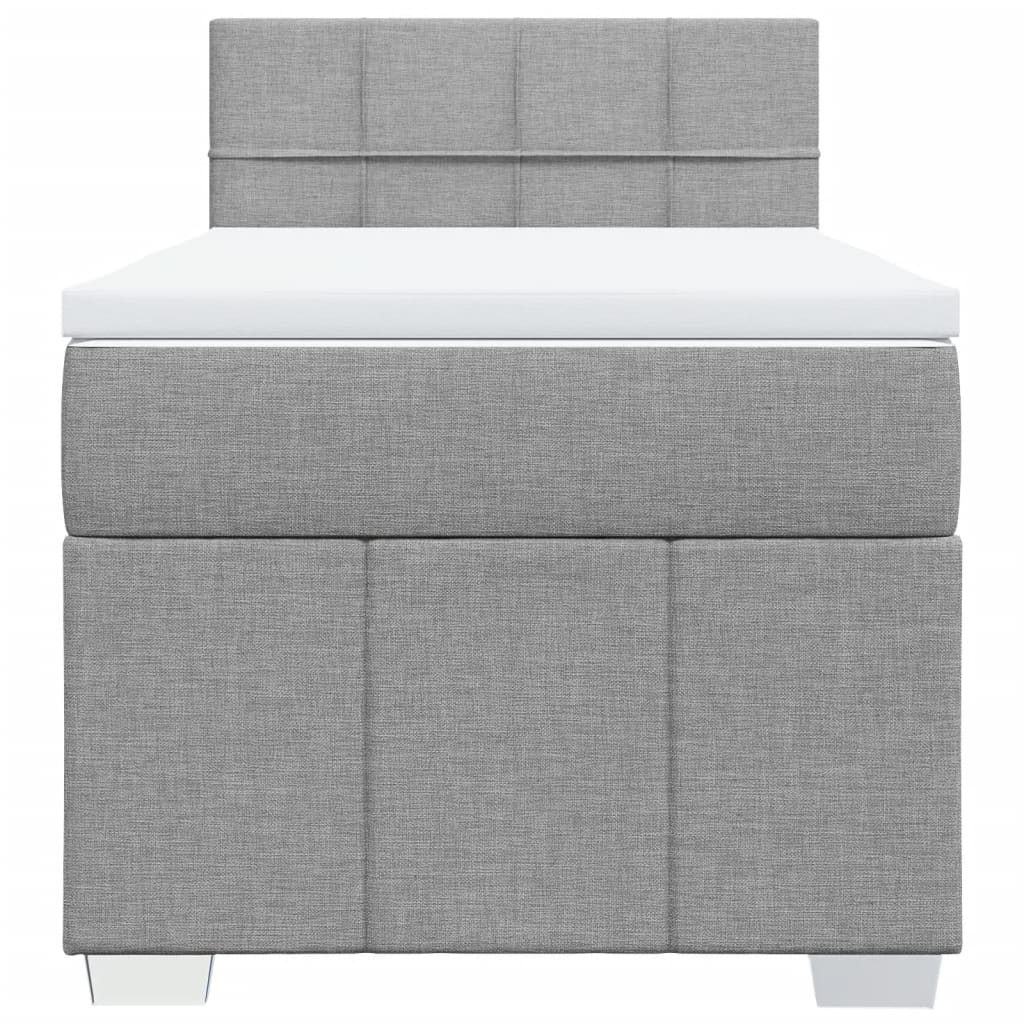 vidaXL Κρεβάτι Boxspring με Στρώμα Ανοιχτό Γκρι 100x200 εκ. Υφασμάτινο